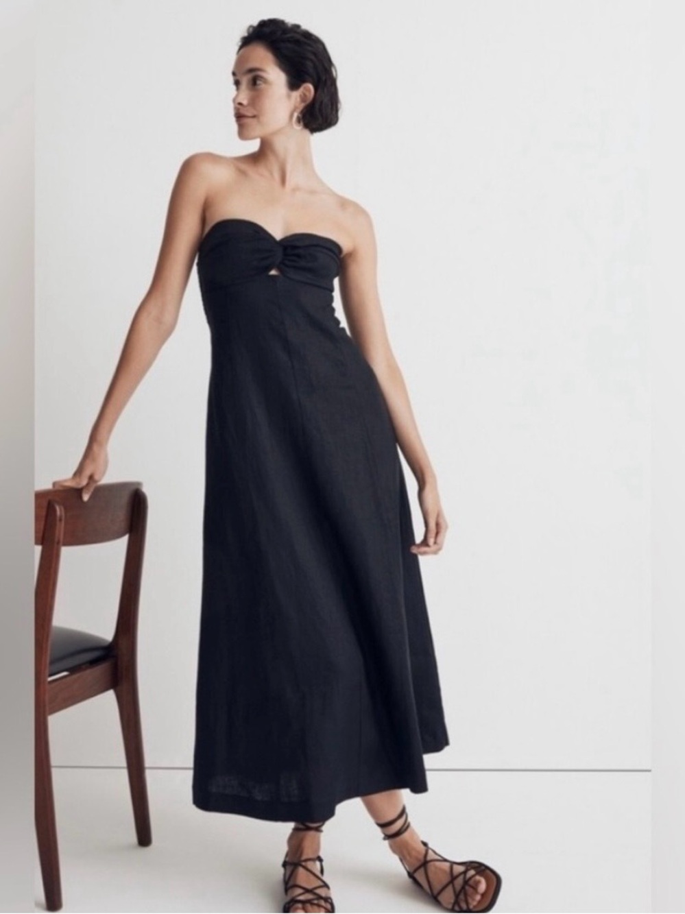 Madewell Black Strapless Midi Dress